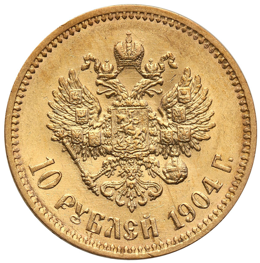 Rosja Mikołaj II 10 Rubli 1904 AP st.1- RZADKIE